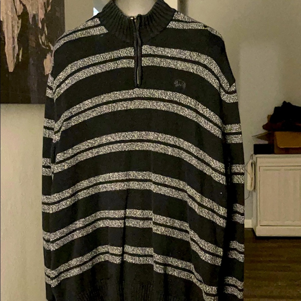 2XL Striped 1/4 sweater